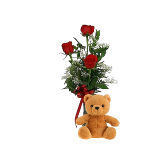 Send flowers to Tbilisi roses with Teddy bear